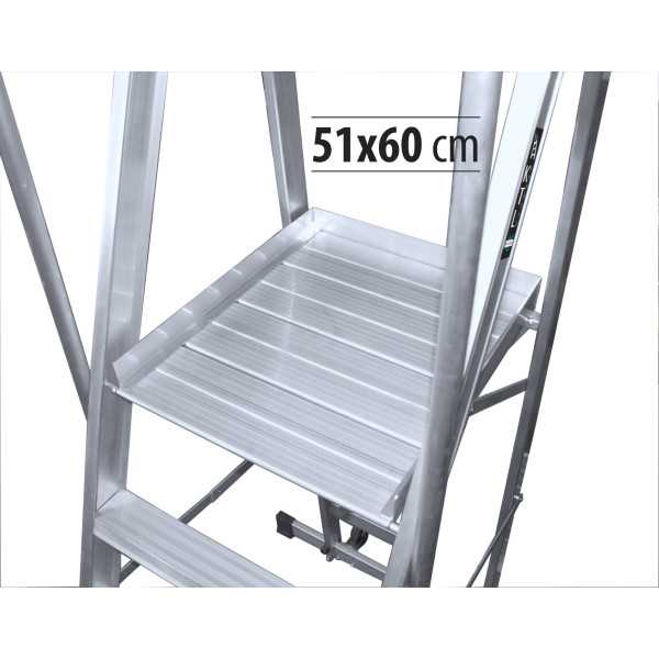 Escalera móvil con plataforma, plegable KASTLE de 2 peldaños con plataforma de 51x60 cm marca KTL