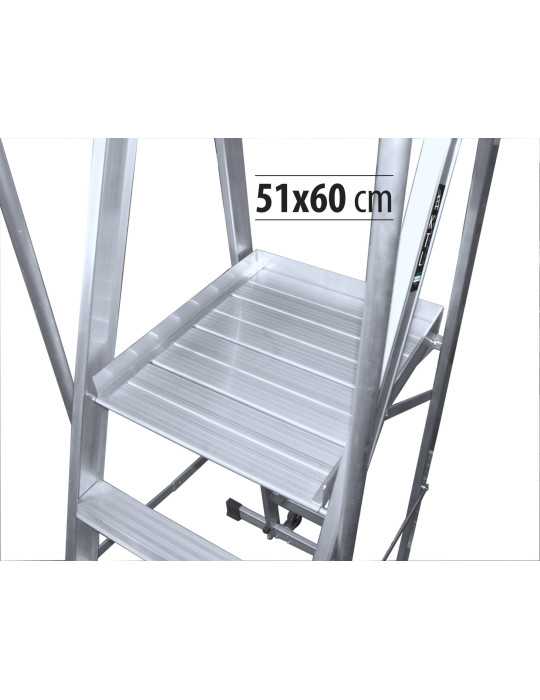 Escalera móvil con plataforma, plegable KASTLE de 3 peldaños con plataforma de 51x60 cm marca KTL
