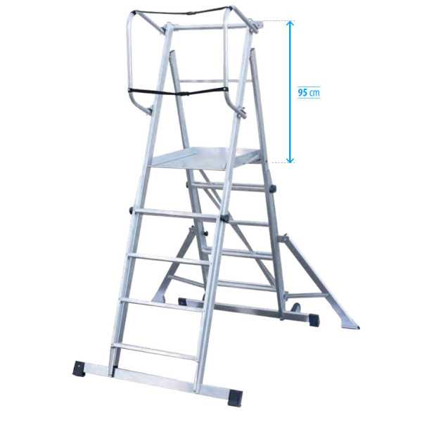 Escalera móvil con plataforma, telescópica y plegable K-TELEX 45 de 4 peldaños con plataforma de 40x45 cm marca KTL
