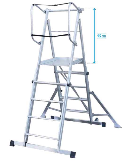 Escalera móvil con plataforma, telescópica y plegable K-TELEX 45 de 4 peldaños con plataforma de 40x45 cm marca KTL