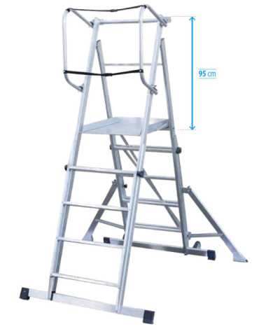 Escalera móvil con plataforma, telescópica y plegable K-TELEX 45S de 5 peldaños con plataforma de 40x45 cm marca KTL