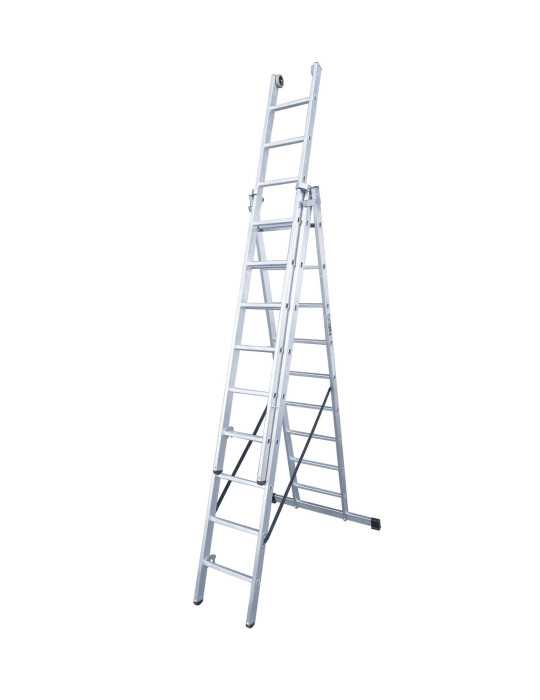 Escalera triple con base Industrial de 7x3 peldaños marca KTL