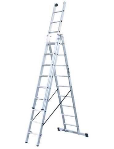 Escalera triple con peldaños anchos Industrial de 9x3 peldaños marca KTL