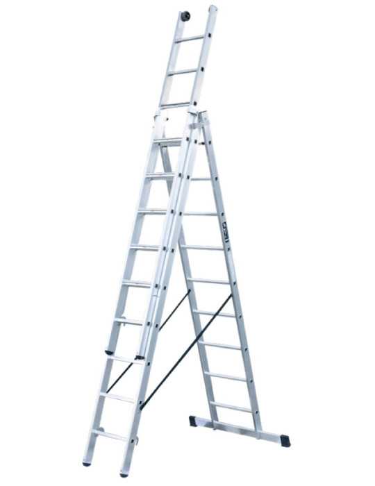 Escalera triple con peldaños anchos Industrial de 9x3 peldaños marca KTL