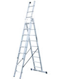 Escalera triple con peldaños anchos Industrial de 9x3 peldaños marca KTL