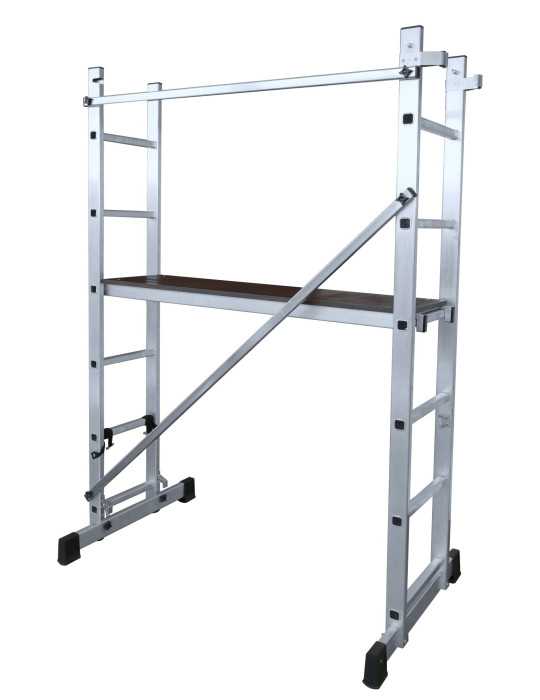 Escalera-andamio multiusos Brico-Office de 6x2 peldaños con plataforma de 118x33 cm marca KTL