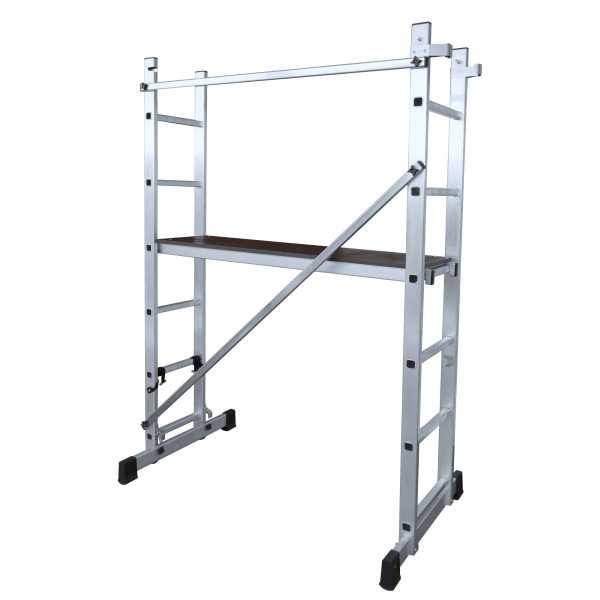 Escalera-andamio multiusos Brico-Office de 7x2 peldaños con plataforma de 118x33 cm marca KTL