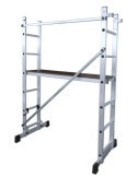 Escalera-andamio multiusos Brico-Office de 7x2 peldaños con plataforma de 118x33 cm marca KTL
