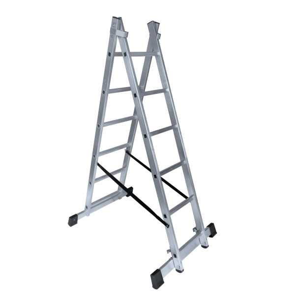 Escalera-andamio multiusos Brico-Office de 7x2 peldaños con plataforma de 118x33 cm marca KTL