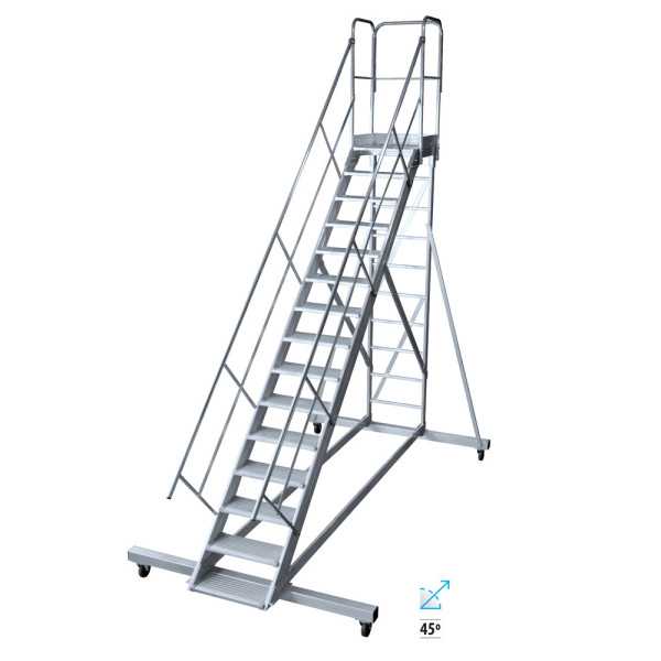 Pasarela de doble acceso de 45 Grados MAX de 2 peldaños con plataforma de 60x60 cm marca KTL