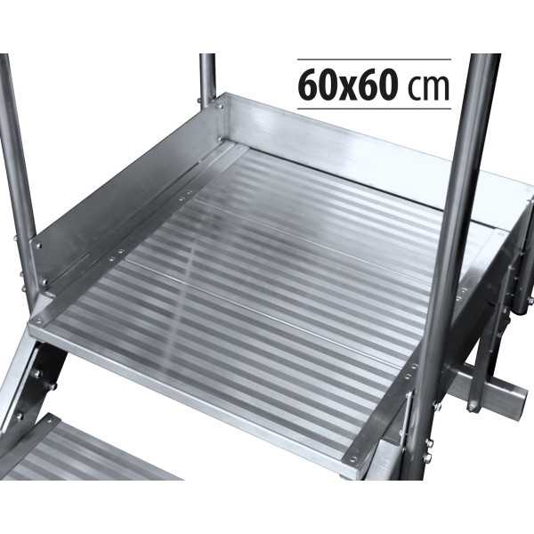 Pasarela de doble acceso de 45 Grados MAX de 2 peldaños con plataforma de 60x60 cm marca KTL