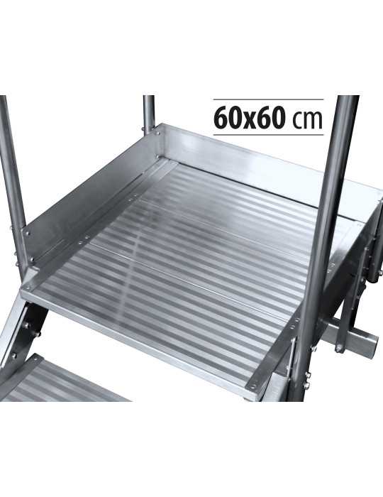 Pasarela de doble acceso de 45 Grados MAX de 3 peldaños con plataforma de 60x60 cm marca KTL