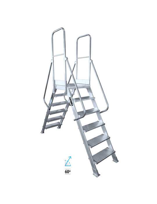 Pasarela de doble acceso de 60 Grados MAX de 2 peldaños con plataforma de 60x60 cm marca KTL