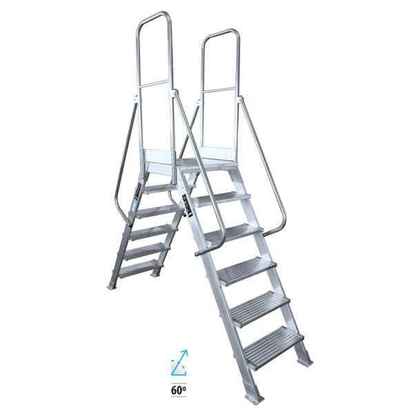 Pasarela de doble acceso de 60 Grados MAX de 5 peldaños con plataforma de 60x60 cm marca KTL