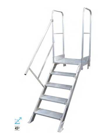 Escalera de acceso con plataforma de 45 Grados MAX de 4 peldaños con plataforma de 60x60 cm marca KTL