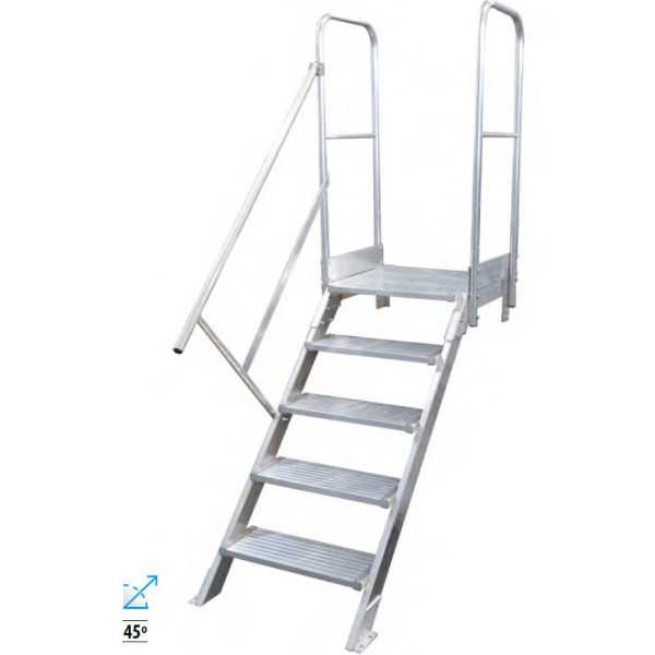 Escalera de acceso con plataforma de 45 Grados MAX de 4 peldaños con plataforma de 60x60 cm marca KTL