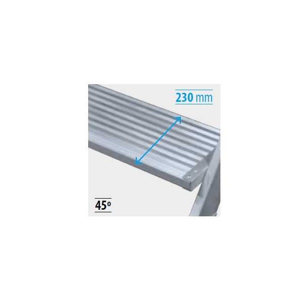 Escalera de acceso con plataforma de 45 Grados MAX de 4 peldaños con plataforma de 60x60 cm marca KTL