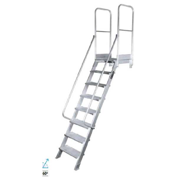 Escalera de acceso con plataforma de 60 Grados MAX de 5 peldaños con plataforma de 60x60 cm marca KTL