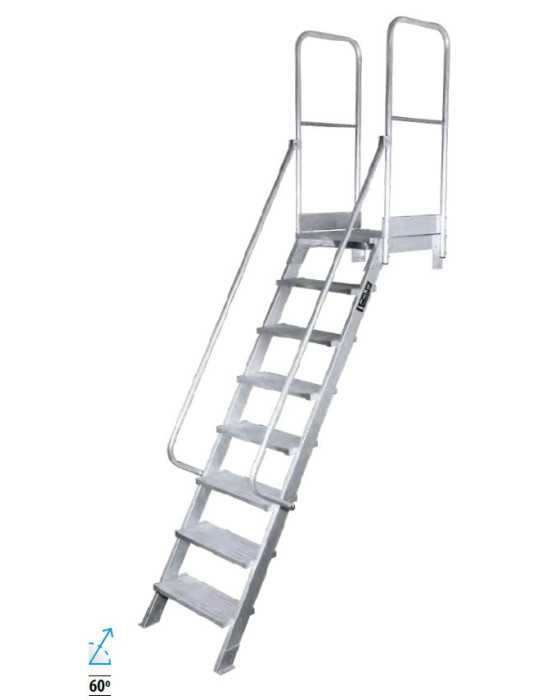Escalera de acceso con plataforma de 60 Grados MAX de 4 peldaños con plataforma de 60x60 cm marca KTL