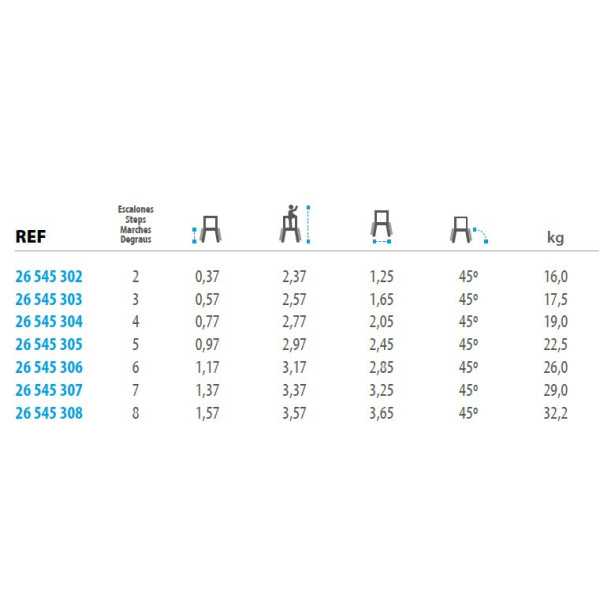 Pasarela de doble acceso de 45 Grados MAX de 7 peldaños con plataforma de 60x60 cm marca KTL
