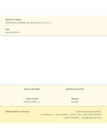 Estanteria de Bambu de 3 Baldas 34 x 33 x 79 cm CAISON 2