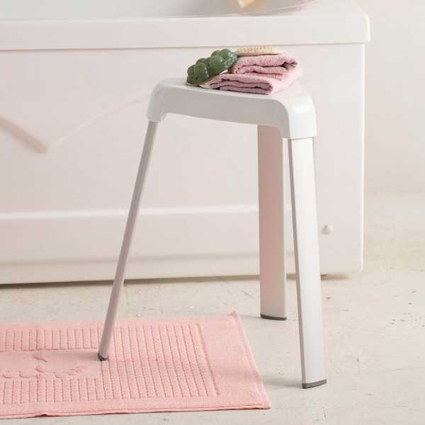 Taburete de Baño, Blanco, 25 x 29 x 45 cm BASICS