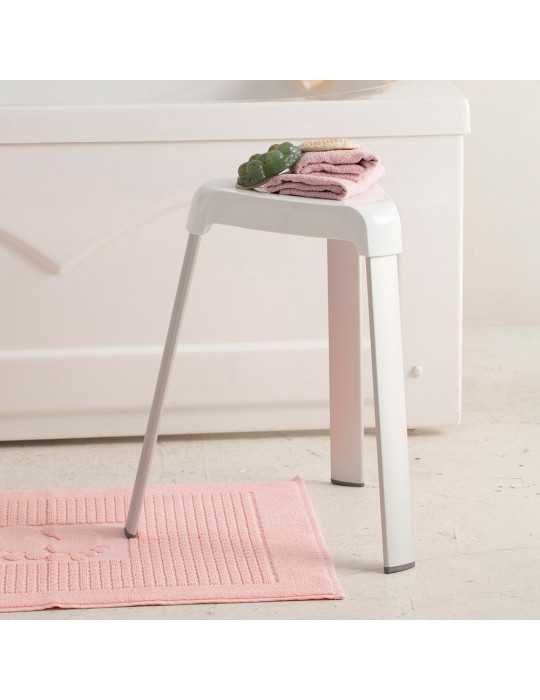 Taburete de Baño, Blanco, 25 x 29 x 45 cm BASICS