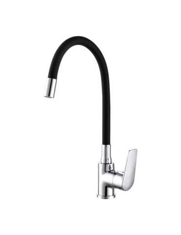 Grifo Monomando de Cocina Caño Alto Flexible Negro Serie Baiona EDM