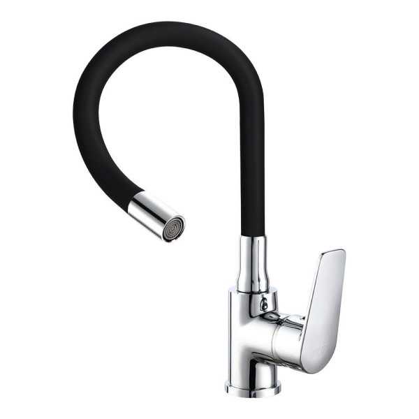 Grifo Monomando de Cocina Caño Alto Flexible Negro Serie Baiona EDM