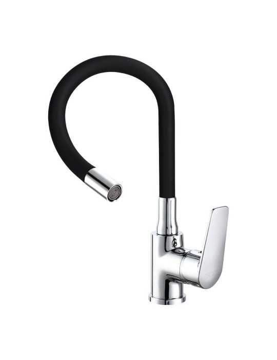 Grifo Monomando de Cocina Caño Alto Flexible Negro Serie Baiona EDM