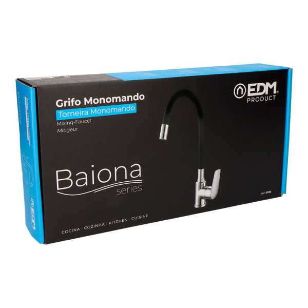 Grifo Monomando de Cocina Caño Alto Flexible Negro Serie Baiona EDM