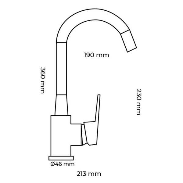Grifo Monomando de Cocina Caño Alto Flexible Negro Serie Baiona EDM
