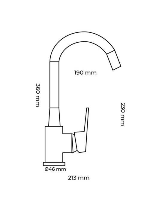 Grifo Monomando de Cocina Caño Alto Flexible Negro Serie Baiona EDM