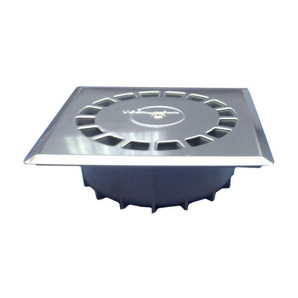 Sumidero PVC Sifonico Vertical Estandar Inoxidable T-88 I 20 x 20 cm / 216 x 216 x 70 mm / Ø110 - 90 mm TECNOAGUA