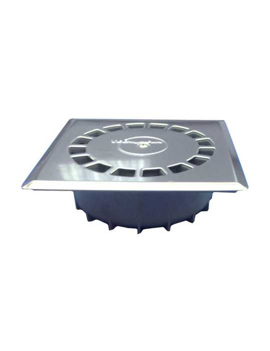 Sumidero PVC Sifonico Vertical Estandar Inoxidable T-88 I 20 x 20 cm / 216 x 216 x 70 mm / Ø110 - 90 mm TECNOAGUA