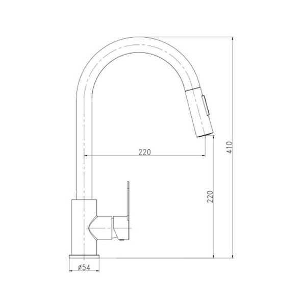 Grifo Monomando de Cocina Caño Alto Extraíble Plateado Mate Serie Miño VERHAL