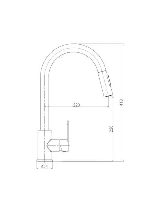 Grifo Monomando de Cocina Caño Alto Extraíble Plateado Mate Serie Miño VERHAL