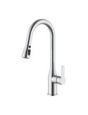 Grifo Monomando de Cocina Caño Alto Plateado Cepillado Serie Trazo VERHAL