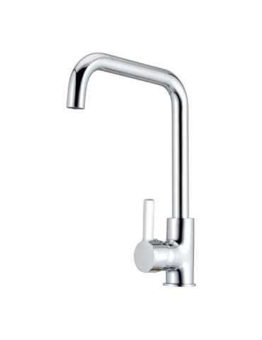 Grifo Monomando de Cocina Caño Alto Plateado Brillo Serie Zeta VERHAL