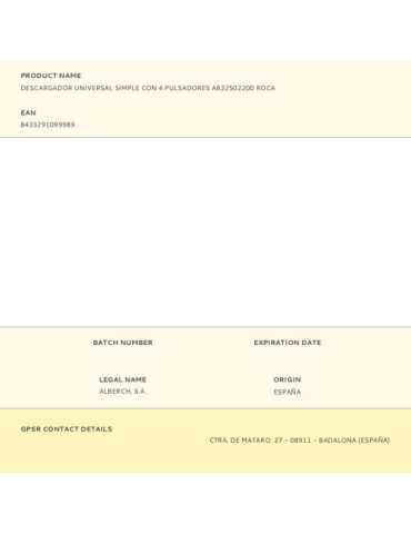 Descargador Universal Simple con 4 Pulsadores A822502200 ROCA 2