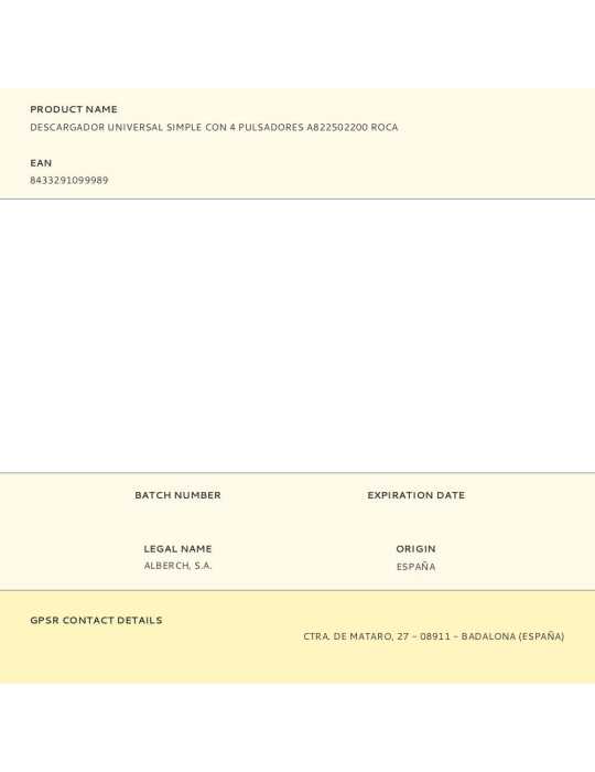 Descargador Universal Simple con 4 Pulsadores A822502200 ROCA
