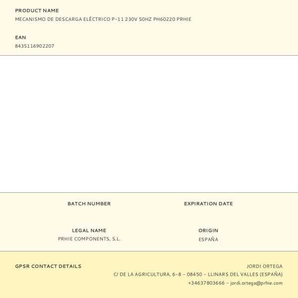 Mecanismo de Descarga Eléctrico P-11 230V 50HZ PH60220 PRHIE