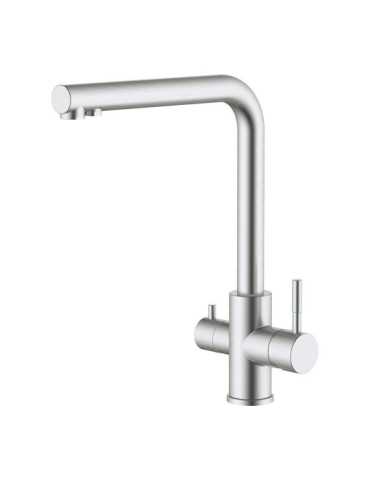 Grifo Monomando de Cocina Caño Alto Osmosis, Inox Cepillado, 3 Vías VERHAL