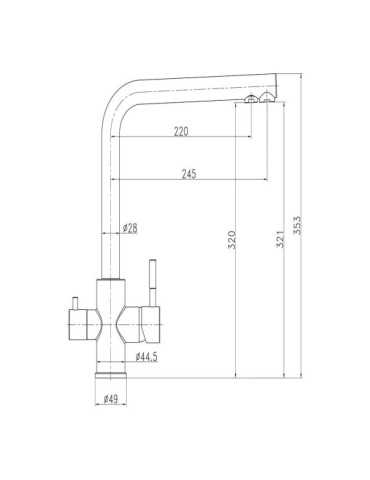 Grifo Monomando de Cocina Caño Alto Osmosis, Inox Cepillado, 3 Vías VERHAL 2