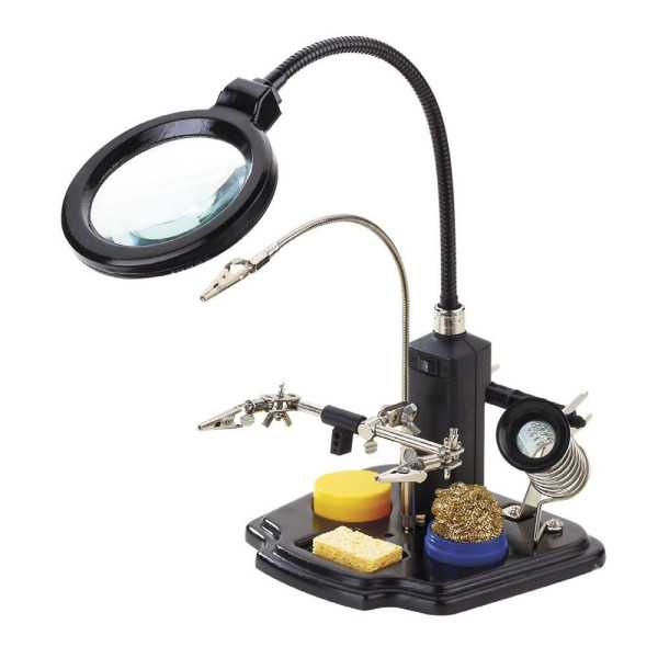 Soporte para Soldador con Lupa, Luz y Pinzas de Cocodrilo NIMO