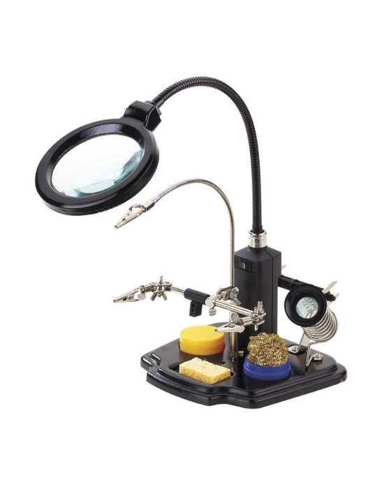 Soporte para Soldador con Lupa, Luz y Pinzas de Cocodrilo NIMO