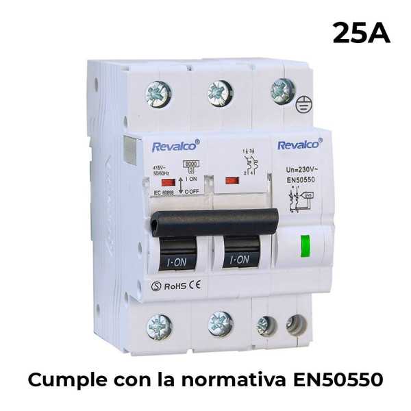 Iga 2P 25A C 10KA - Proteccion Contra Sobretensiones Permanente Segun Normativa EN-50550 REVALCO