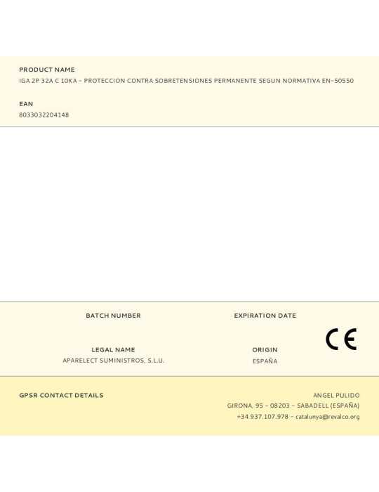 Iga 2P 32A C 10KA - Proteccion Contra Sobretensiones Permanente Segun Normativa EN-50550 REVALCO