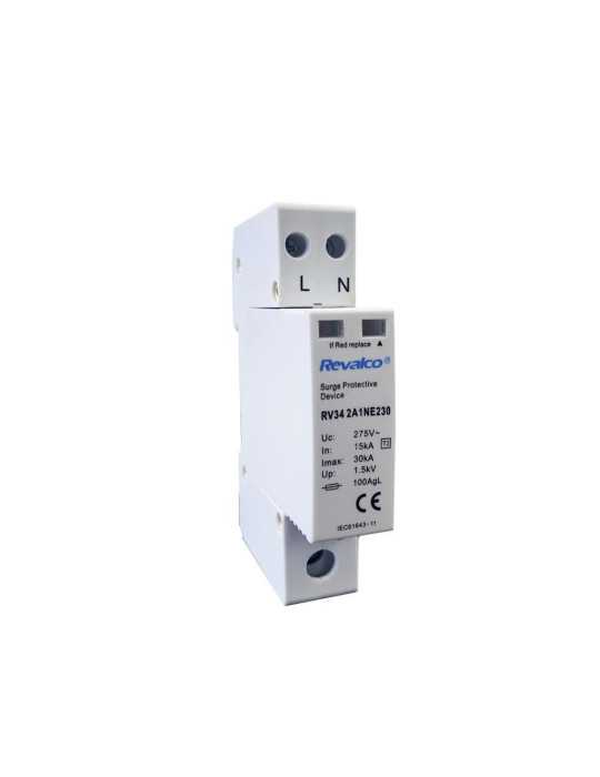 Protector Sobretension Transitorio 1P+N 30kA C 230Vac 1 Modulo (Retractilado) REVALCO