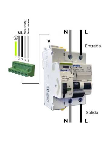 Interruptor Diferencial 2P 40A 30mA AC C/Reconexion Automatica con 3 Tiempos de Rearme 10/60/300 Segundos REVALCO 2